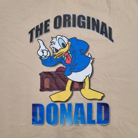 Disney Donald Duck Ringer Shirt XL 24x27 Beige Blue - Picture 9 of 15